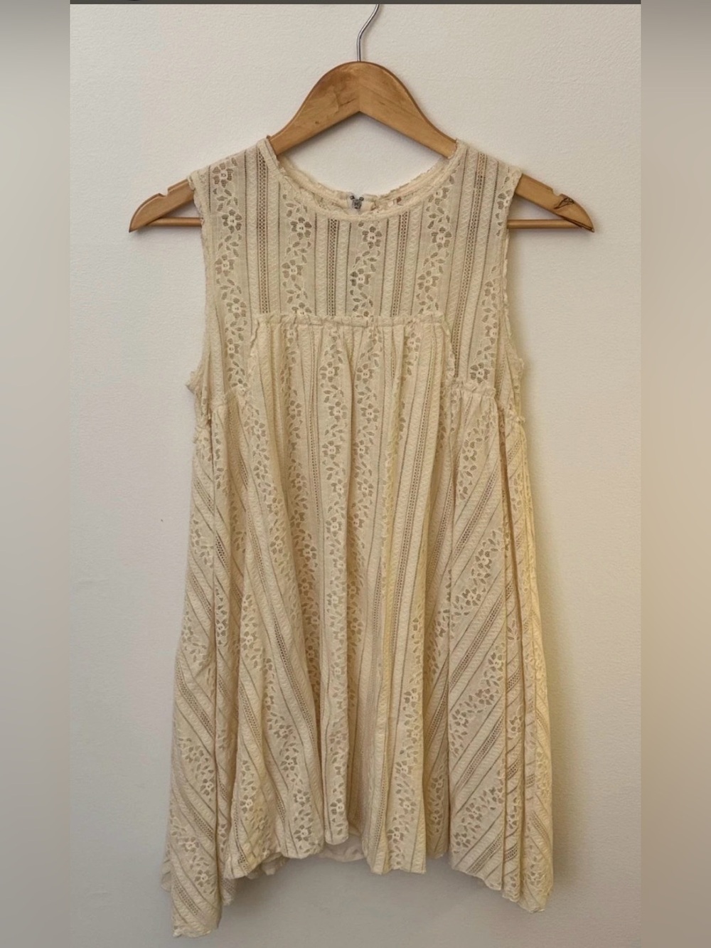 Free People Cream Lace-Panel Midi Dress